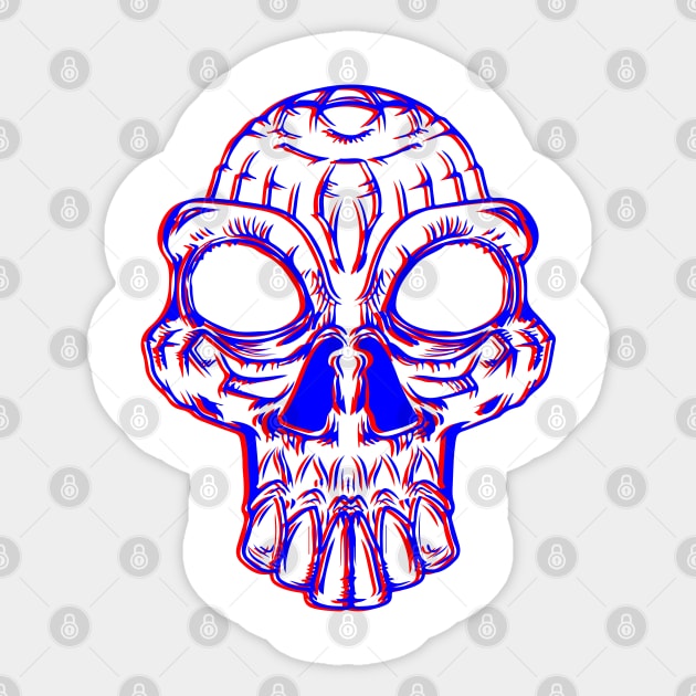 Retro 3D Skull Sticker by Reed Design & Illustration